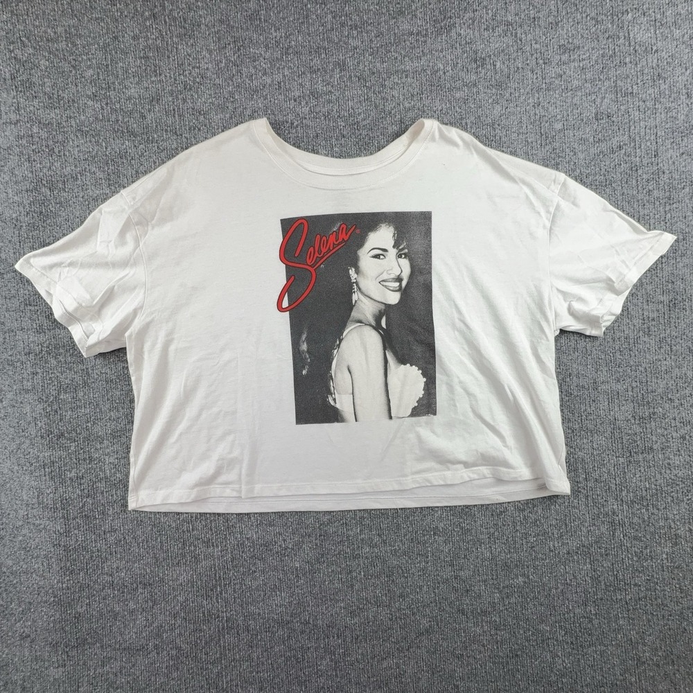 C-Life Shirt Womens XXL White Selena Graphic Cropped Music T-Shirt Tee